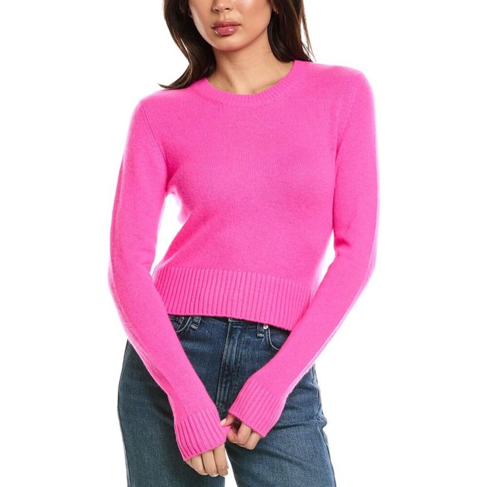 Brodie Cashmere Womens Emilia Crewneck 100% Cashmere Sweater, Pink